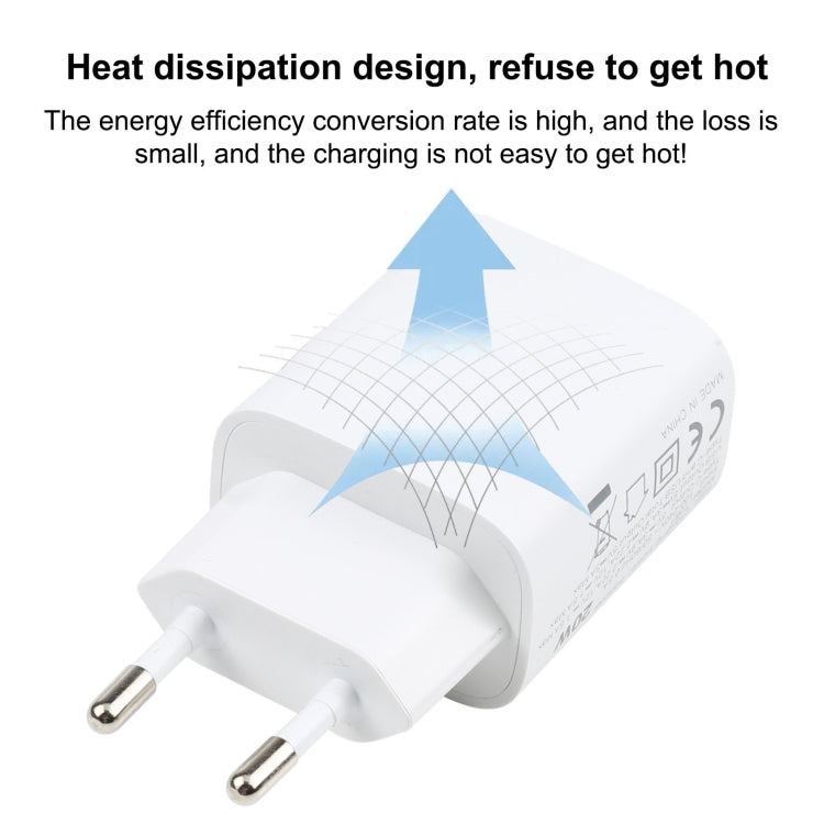 T087 20W USB-C / Type-C + USB Ports Fast Charging Travel Charger, EU Plug, EU Plug