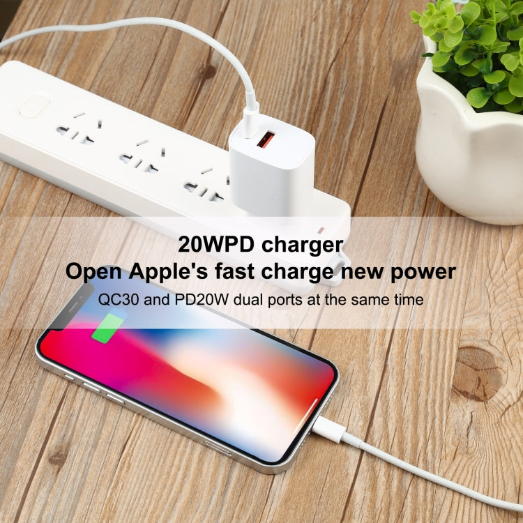 T087 20W USB-C / Type-C + USB Ports Fast Charging Travel Charger, EU Plug, EU Plug