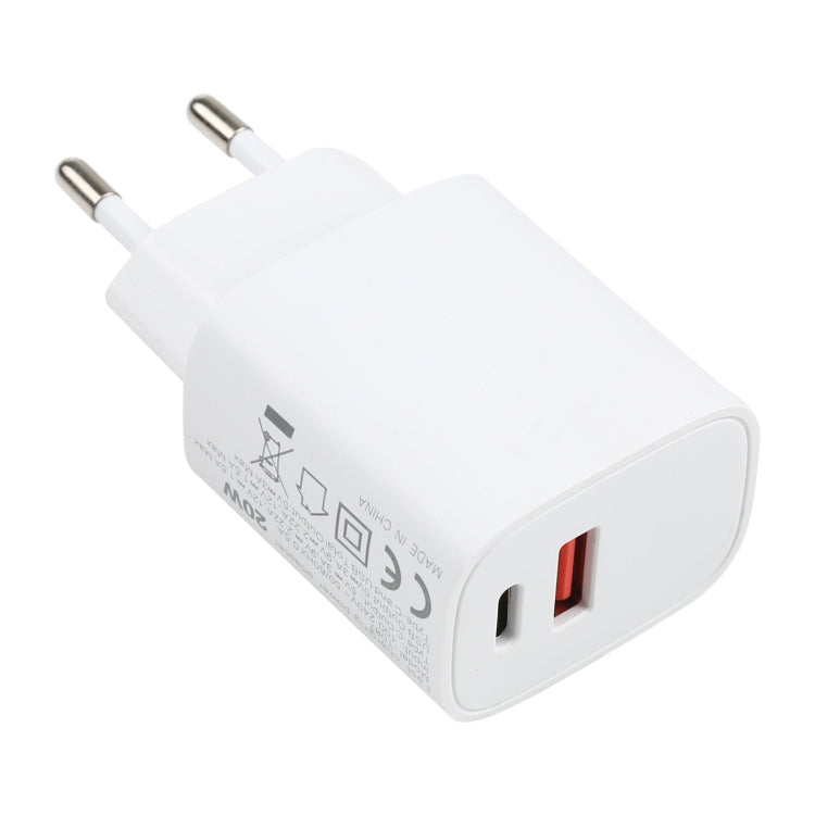 T087 20W USB-C / Type-C + USB Ports Fast Charging Travel Charger, EU Plug, EU Plug