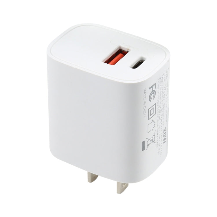U087 20W USB-C / Type-C + USB Ports Fast Charging Travel Charger, US Plug, US Plug