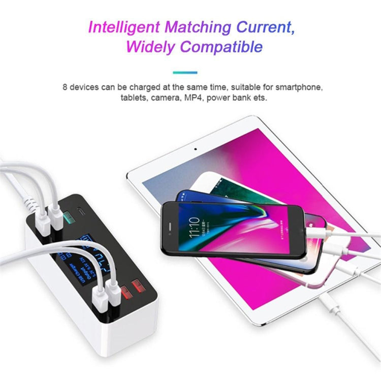A9 Plus (Global Version) Multi-function AC 100V~240V 8 Ports USB Digital Display LCD Detachable Charging Station Smart Charger with Wireless Charger,Support QC3.0, A9 Plus (Global Version)