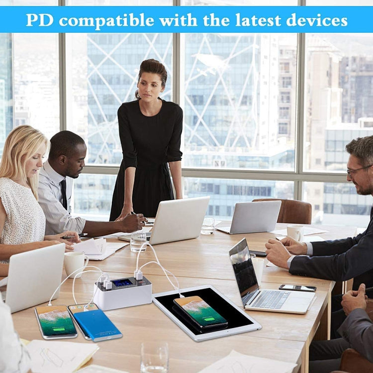 A9 Plus (Global Version) Multi-function AC 100V~240V 8 Ports USB Digital Display LCD Detachable Charging Station Smart Charger with Wireless Charger,Support QC3.0, A9 Plus (Global Version)