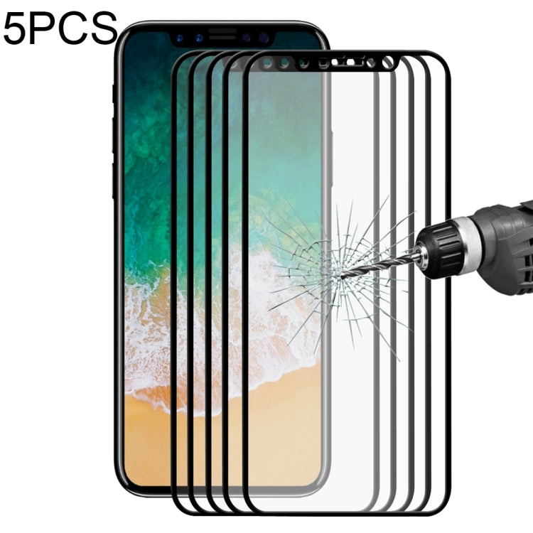 For iPhone X 5pcs ENKAY Hat-Prince 0.26mm 9H Surface Hardness 2.5D Explosion-proof Full Screen Tempered Glass Screen Film, For X 2.5D (5 PCS)