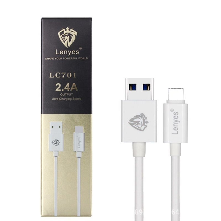 Lenyes LC701 1m 2.4A Output USB to 8 Pin PVC Data Sync Fast Charging Cable, 1m 8 Pin