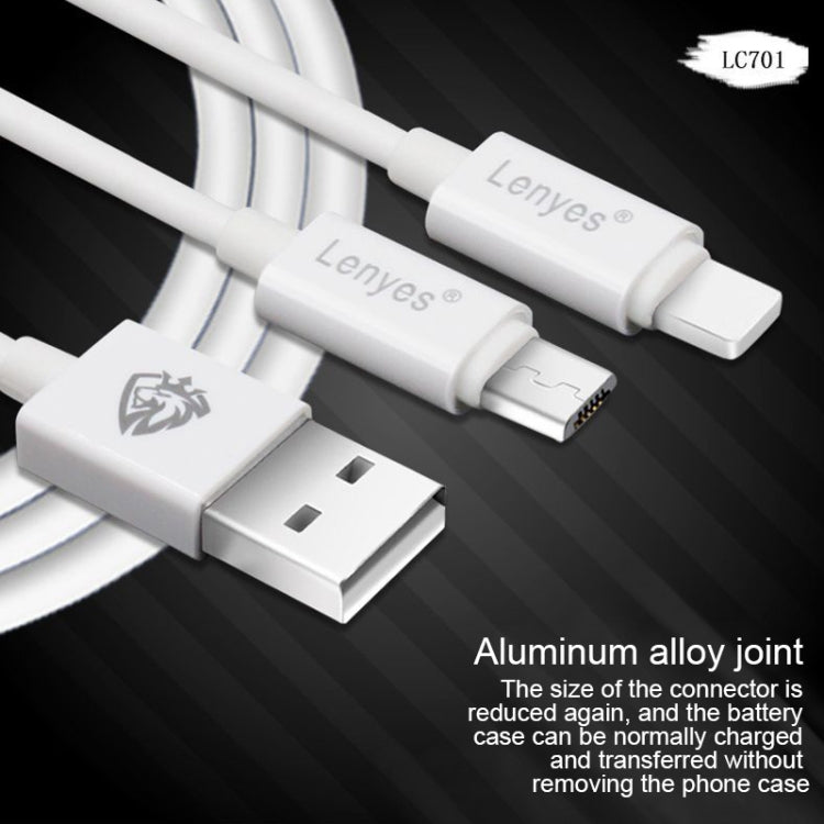 Lenyes LC701 1m 2.4A Output USB to 8 Pin PVC Data Sync Fast Charging Cable, 1m 8 Pin