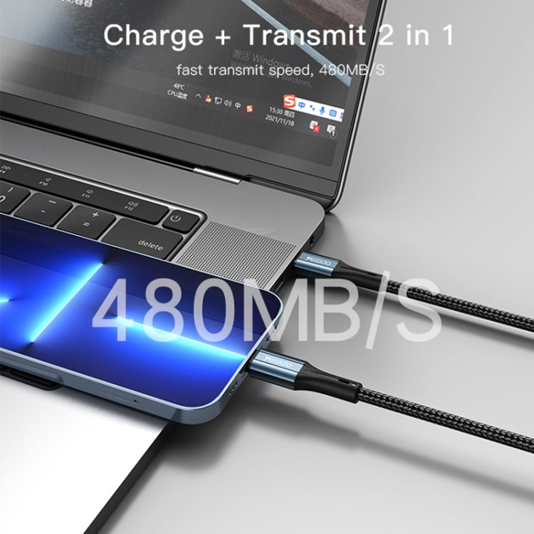 Yesido CA95 3A 20W USB-C / Type-C to 8 PinFast Charging Cable, Length: 1.2m, CA95