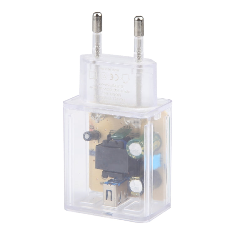2A USB Transparent Charger, Specification: EU Plug, EU Plug