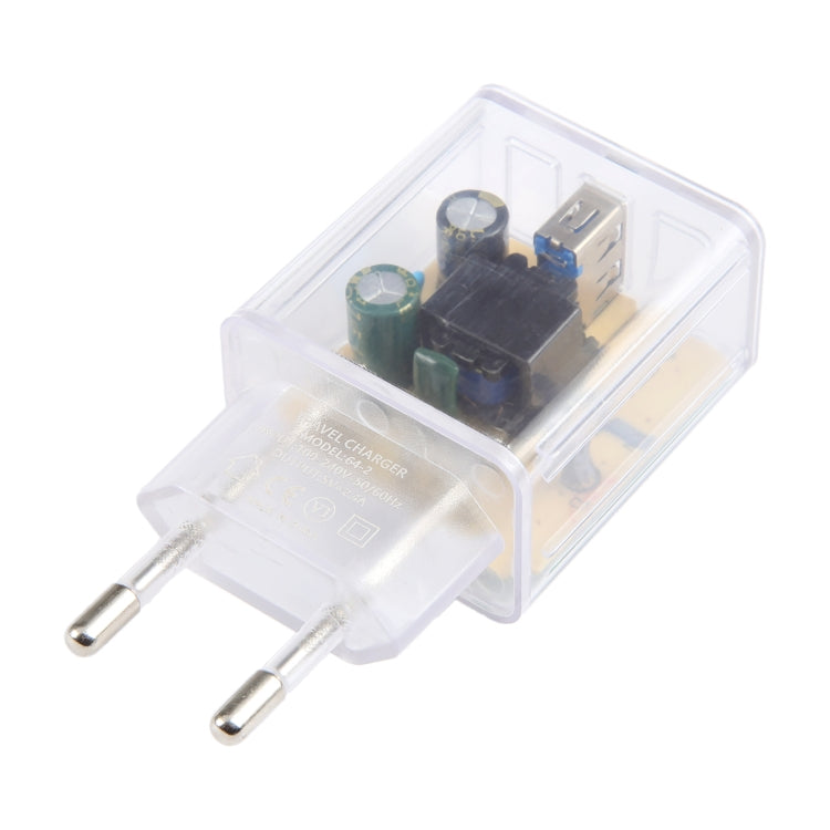 2A USB Transparent Charger, Specification: EU Plug, EU Plug