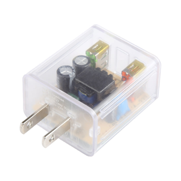 2A Dual USB Transparent Charger, specification: US Plug, US Plug