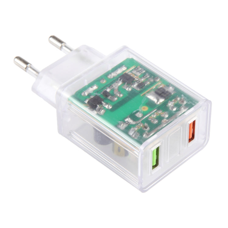 2A Dual USB Transparent Charger, specification: EU Plug, EU Plug