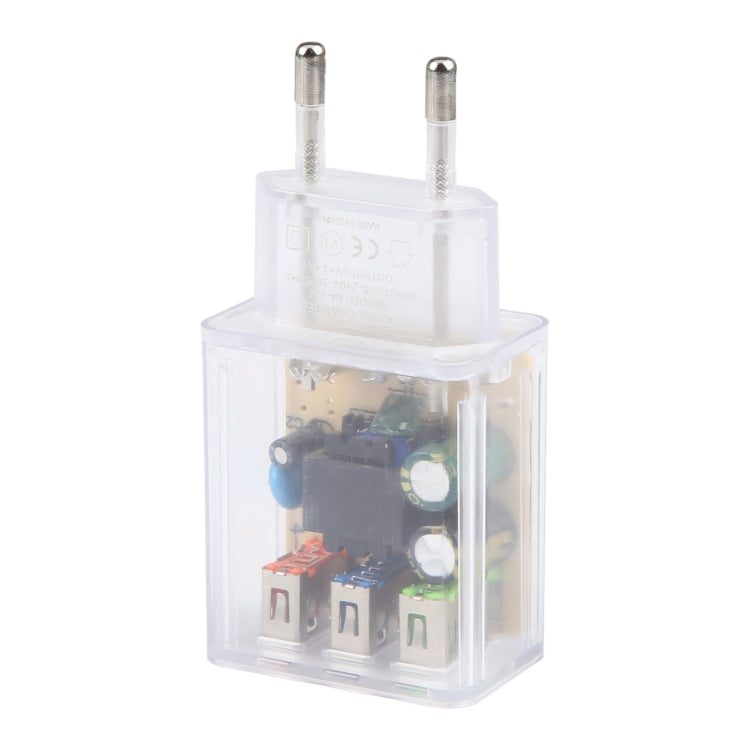 2A Three USB Transparent Charger, specification: EU Plug, EU Plug