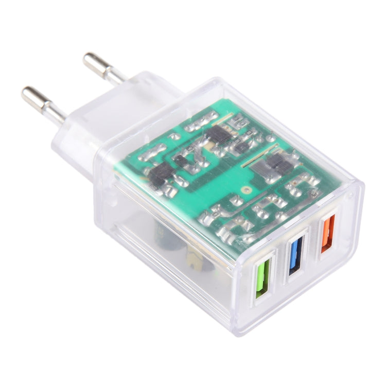2A Three USB Transparent Charger, specification: EU Plug, EU Plug