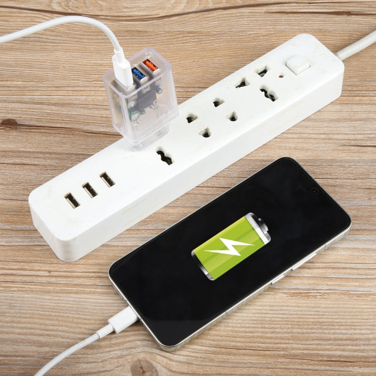 2A Three USB Transparent Charger, specification: EU Plug, EU Plug