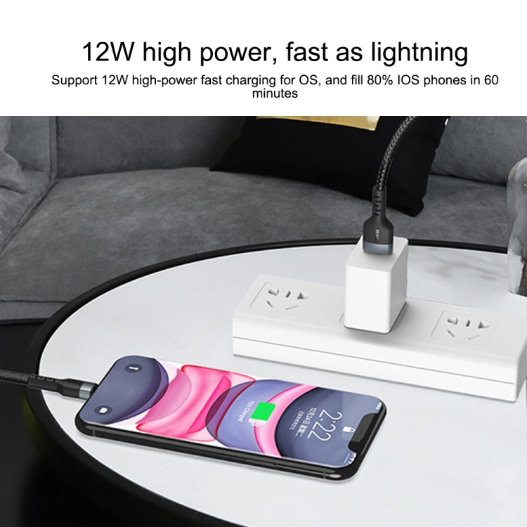 IVON CA88 12W 2.4A USB to 8 Pin Nylon Braid Fast Charge Data Cable, Cable Length: 1m, 8 Pin