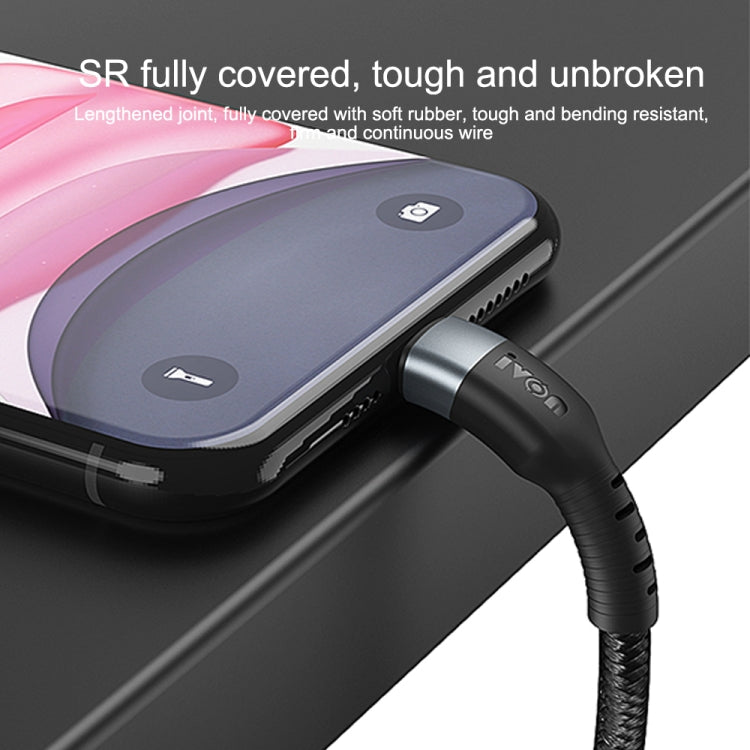 IVON CA88 12W 2.4A USB to 8 Pin Nylon Braid Fast Charge Data Cable, Cable Length: 1m, 8 Pin