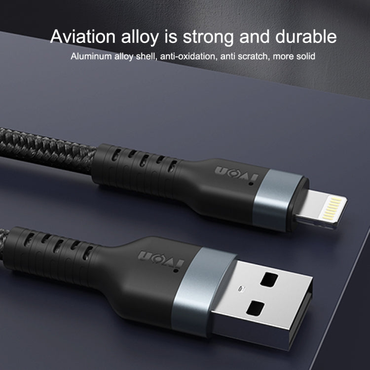 IVON CA88 12W 2.4A USB to 8 Pin Nylon Braid Fast Charge Data Cable, Cable Length: 1m, 8 Pin