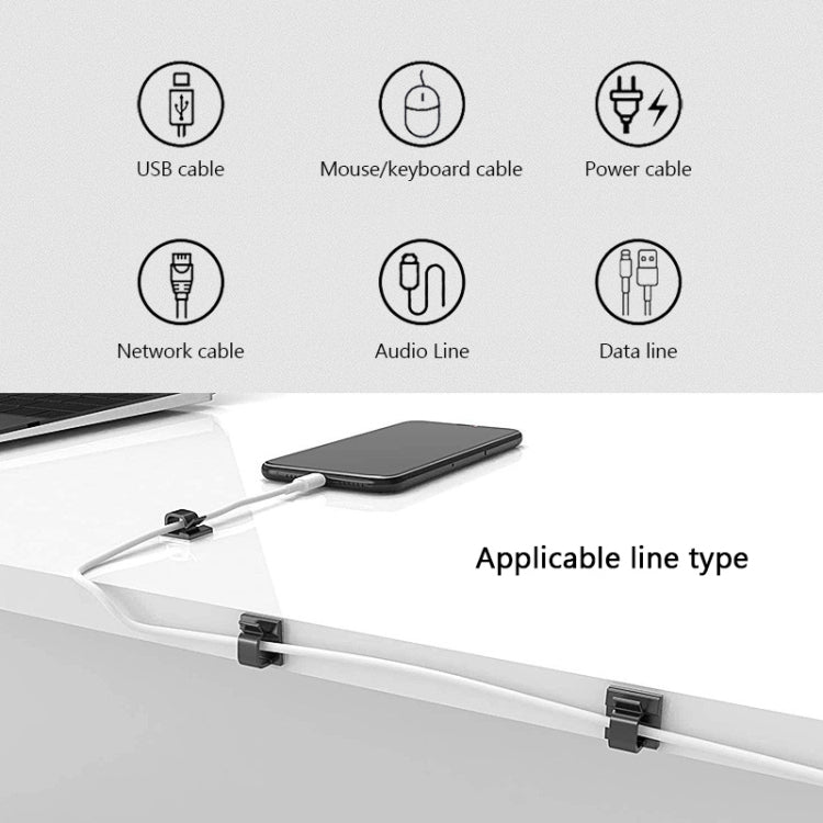 HG2392 50 PCS Desktop Data Cable Organizer Fixing Clip, Gum Type: Acrylic, 50 PCS / Acrylic