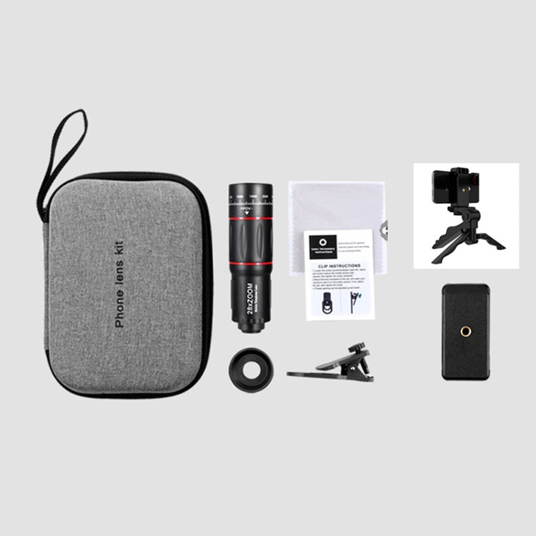 W28-QK Mobile Phone Universal Lens Telescope 28X Big Pocket + Shelf Set, Big Pocket + Shelf