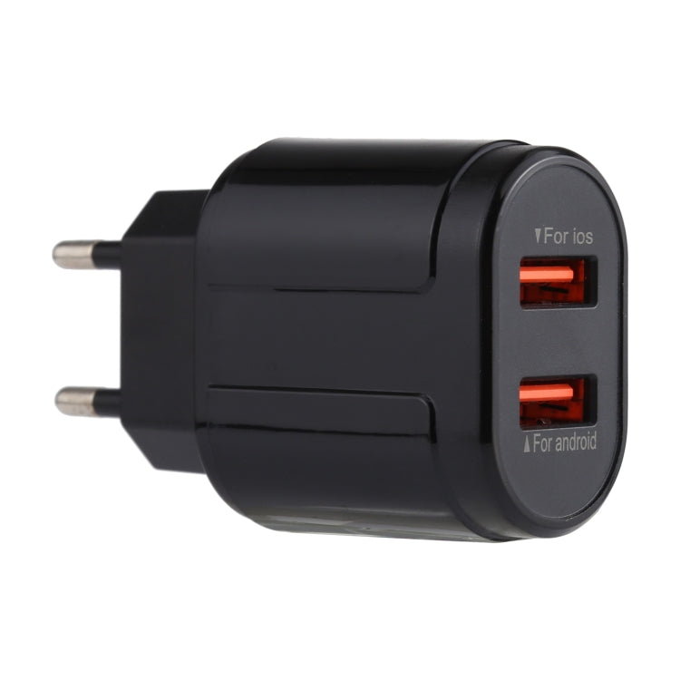 LZ-022 5V 2.4A Dual USB Ports Travel Charger, EU Plug