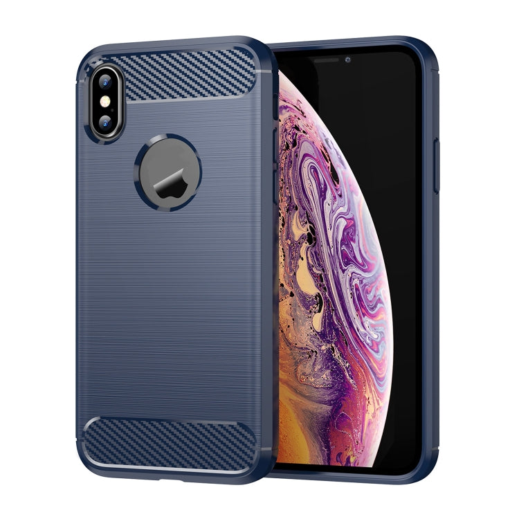 For iPhone X / XS Carbon Fiber TPU Brushed Texture Shockproof Protective Back Cover Case, For iPhone X / XS