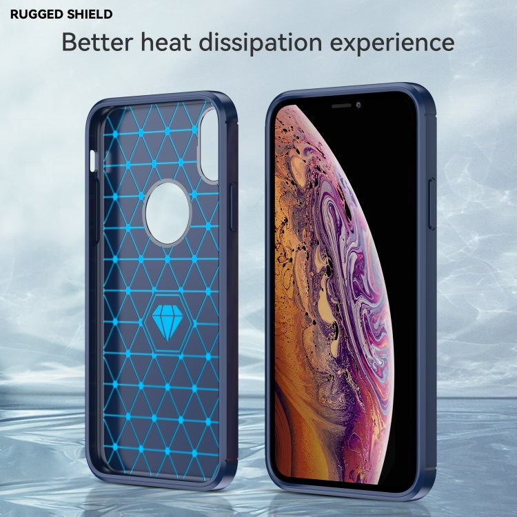For iPhone X / XS Carbon Fiber TPU Brushed Texture Shockproof Protective Back Cover Case, For iPhone X / XS