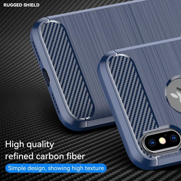 For iPhone X / XS Carbon Fiber TPU Brushed Texture Shockproof Protective Back Cover Case, For iPhone X / XS