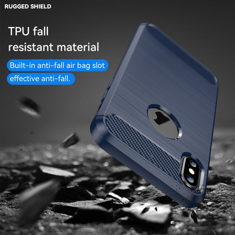 For iPhone X / XS Carbon Fiber TPU Brushed Texture Shockproof Protective Back Cover Case, For iPhone X / XS