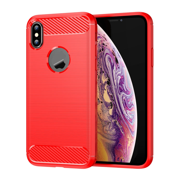 For iPhone X / XS Carbon Fiber TPU Brushed Texture Shockproof Protective Back Cover Case, For iPhone X / XS