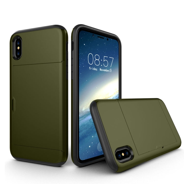 Coque arrière de protection antichoc en TPU et PC pour iPhone X/XS avec emplacement pour carte