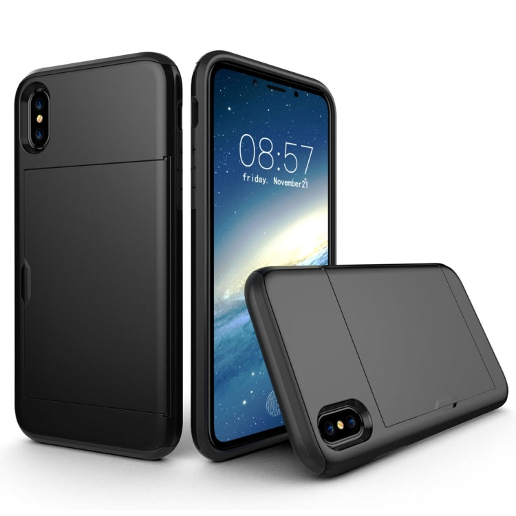 Coque arrière de protection antichoc en TPU et PC pour iPhone X/XS avec emplacement pour carte