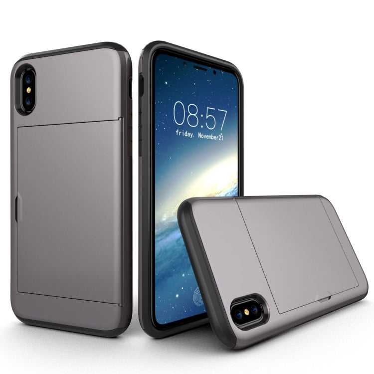 Coque arrière de protection antichoc en TPU et PC pour iPhone X/XS avec emplacement pour carte