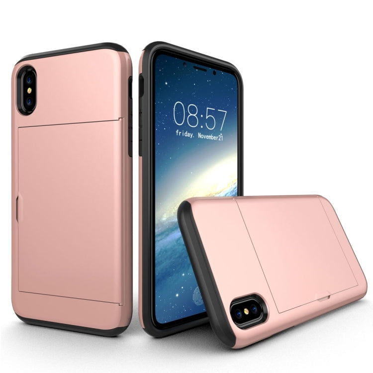 Coque arrière de protection antichoc en TPU et PC pour iPhone X/XS avec emplacement pour carte