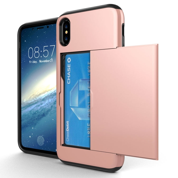 Coque arrière de protection antichoc en TPU et PC pour iPhone X/XS avec emplacement pour carte