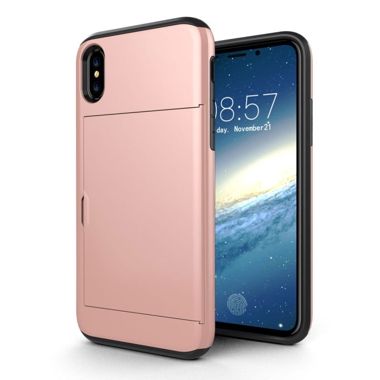Coque arrière de protection antichoc en TPU et PC pour iPhone X/XS avec emplacement pour carte