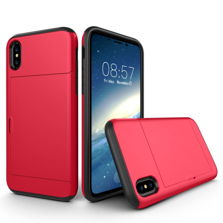 Coque arrière de protection antichoc en TPU et PC pour iPhone X/XS avec emplacement pour carte