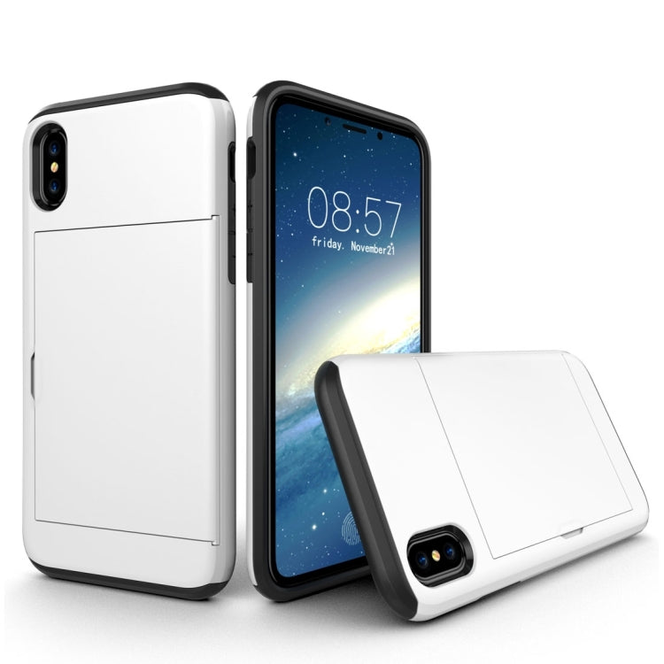 Coque arrière de protection antichoc en TPU et PC pour iPhone X/XS avec emplacement pour carte
