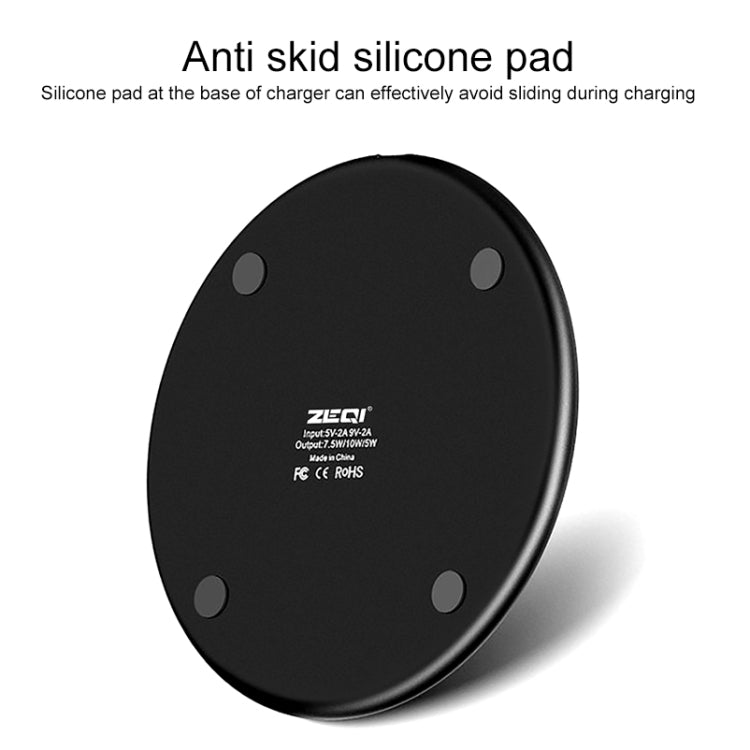 ZEQI W11 10W Smart Cooling Non-slip Aluminum Alloy Wireless Charger, W11