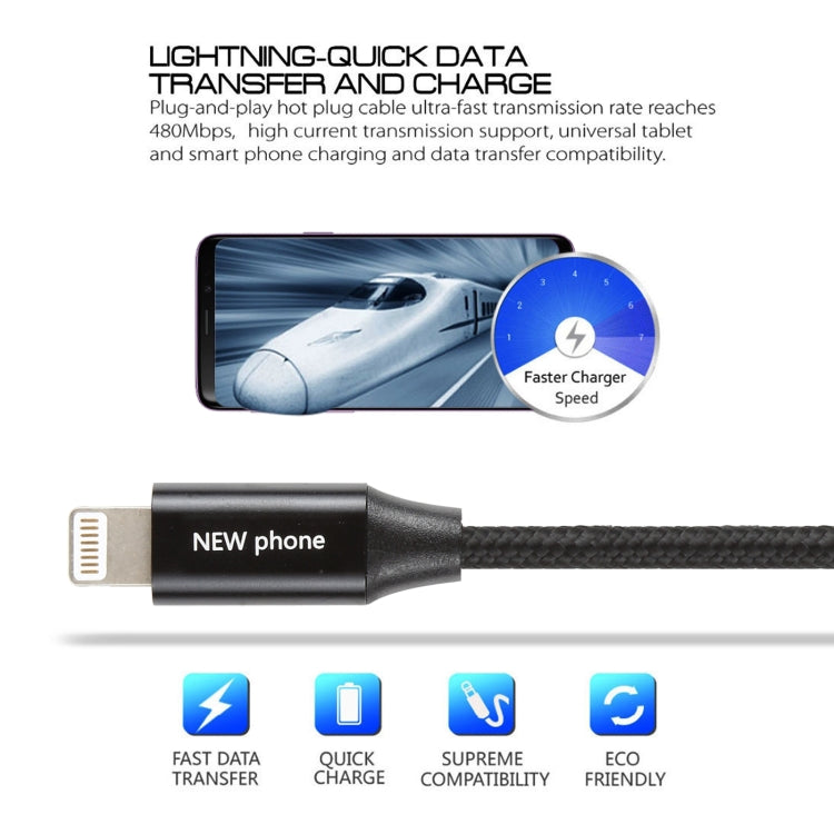 5V 2A 8 Pin Male to 8 Pin Male Braided Data Cable, Data Cable