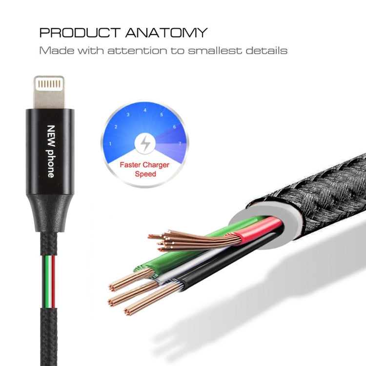 5V 2A 8 Pin Male to 8 Pin Male Braided Data Cable, Data Cable