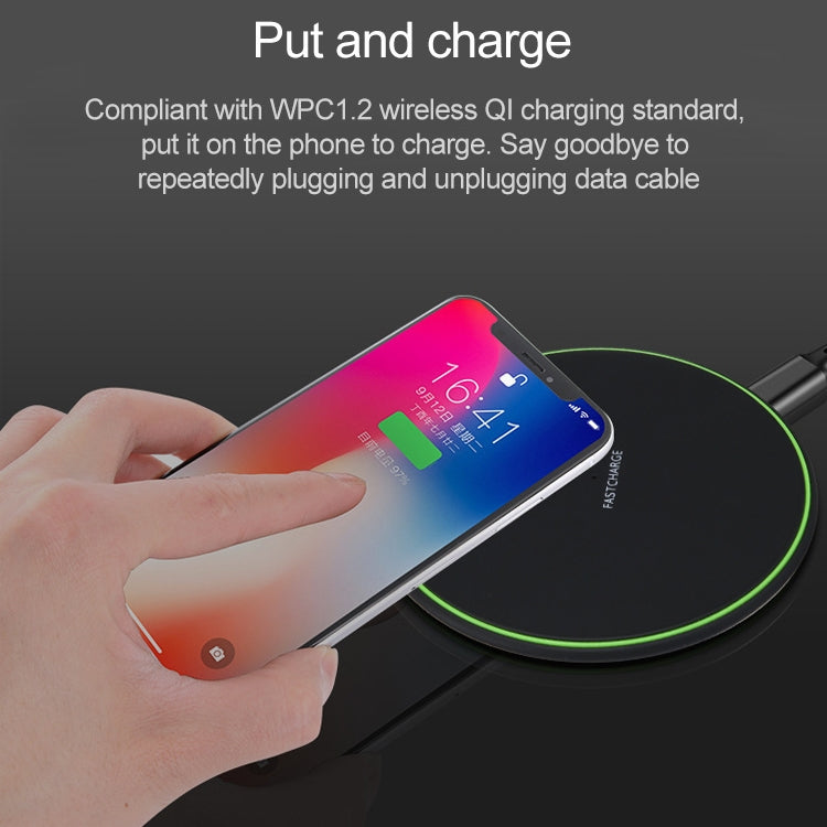 KD-1 Ultra-thin 10W Normal Charging Wireless Charger, Normal Charging, Black