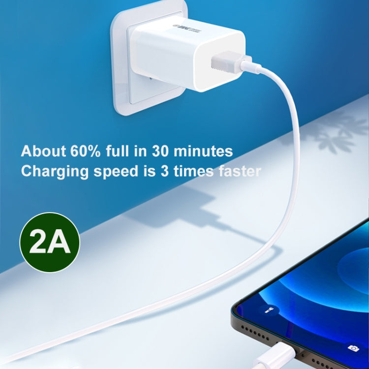 WK WP-U69a 2.0A Speed Mini USB Charger + USB to Type-C / USB-C Data Cable, Plug Type: US Plug, USB to Type-C / USB-C