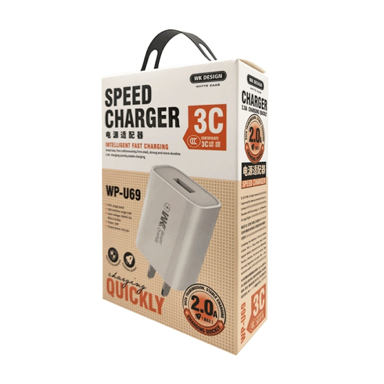 WK WP-U69 2.0A Speed Mini USB Charger, Plug Type: US Plug, USB Charger