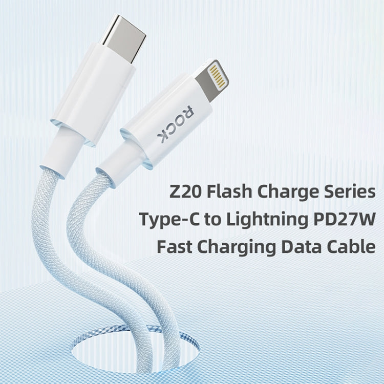 Câble de données de charge rapide ROCK Z20 1 m PD27W USB-C / Type-C vers 8 broches, PD27W USB-C / Type-C vers 8 broches