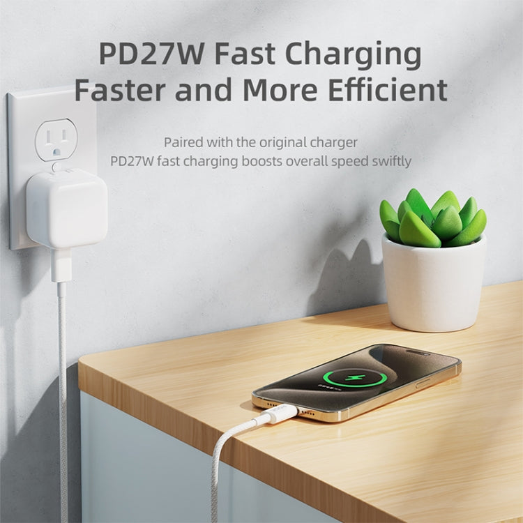 Câble de données de charge rapide ROCK Z20 1 m PD27W USB-C / Type-C vers 8 broches, PD27W USB-C / Type-C vers 8 broches
