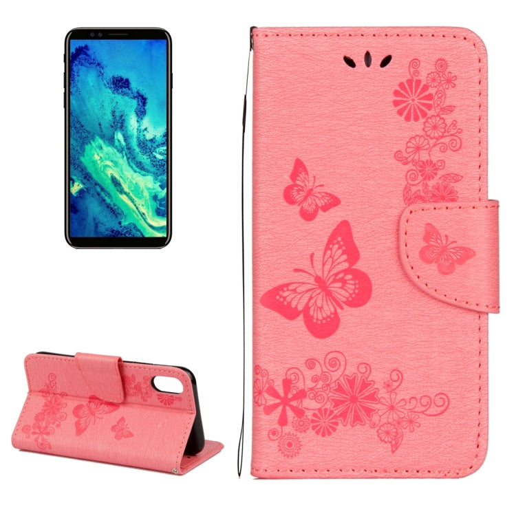For iPhone X / XS Pressed Flowers Butterfly Pattern Horizontal Flip Leather Case with Holder & Card Slots & Wallet & Lanyard, For X