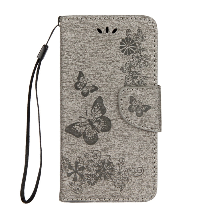 For iPhone X / XS Pressed Flowers Butterfly Pattern Horizontal Flip Leather Case with Holder & Card Slots & Wallet & Lanyard, For X