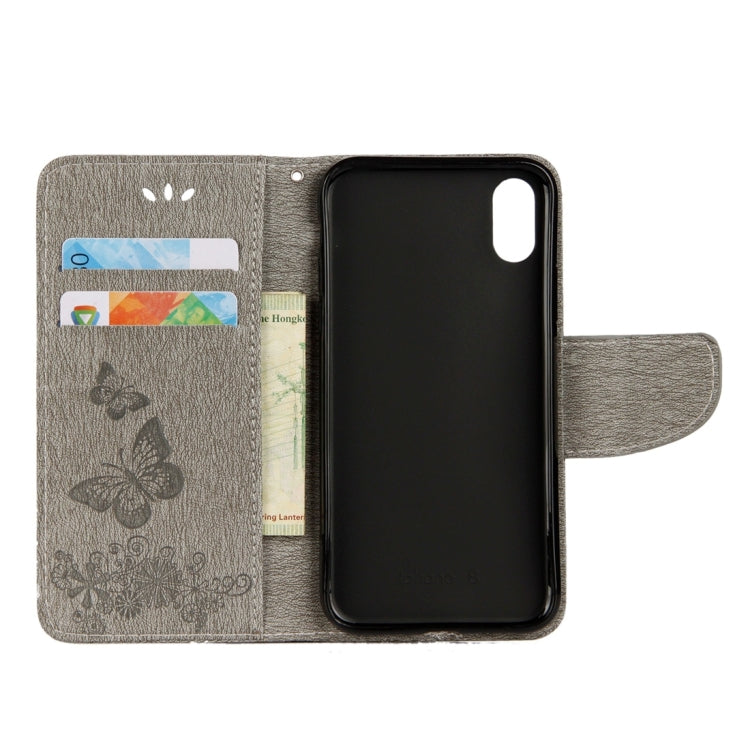 For iPhone X / XS Pressed Flowers Butterfly Pattern Horizontal Flip Leather Case with Holder & Card Slots & Wallet & Lanyard, For X
