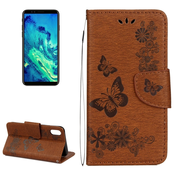 For iPhone X / XS Pressed Flowers Butterfly Pattern Horizontal Flip Leather Case with Holder & Card Slots & Wallet & Lanyard, For X