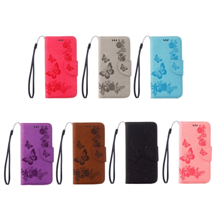 For iPhone X / XS Pressed Flowers Butterfly Pattern Horizontal Flip Leather Case with Holder & Card Slots & Wallet & Lanyard, For X