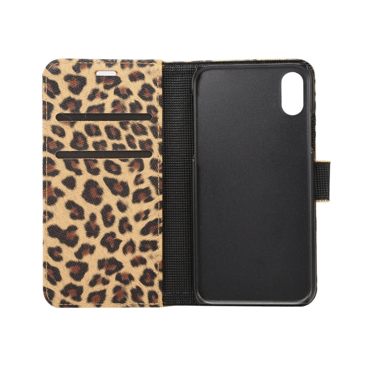 For iPhone X Leopard Pattern PU + PC Horizontal Flip Leather Protective Case with Holder & Card Slots, For X